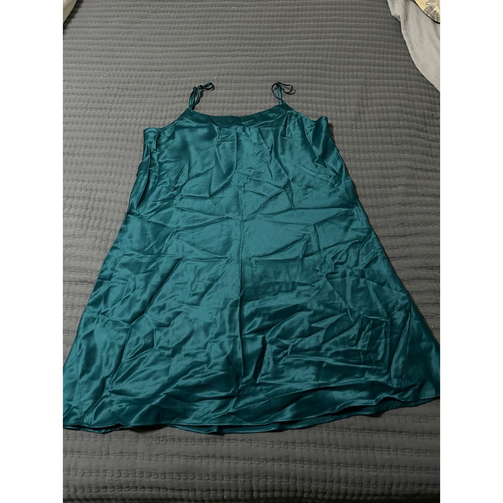 Cabernet Sleepwear Satin Chemise Slip Dress Women's Teal Emerald Green NWT, Med.
